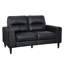 Cuir noir avec mousse à haute densité, structure en bois massif, assise de 20,5 po de profondeur, coussins en mousse de style rétro, largeur du produit de 34,5 po, lignes