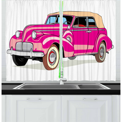 Cars 2 Piece Kitchen Curtain