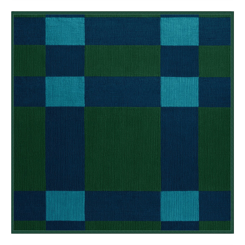Machine Washable Checkered Green Area Rug