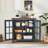 Farmhouse Sideboard Buffet Cabinet with 2 Glass Doors, Adjustable Shelves, Engineered Wood Coffee Bar Console Table-1810899855-1811895715-1810899853