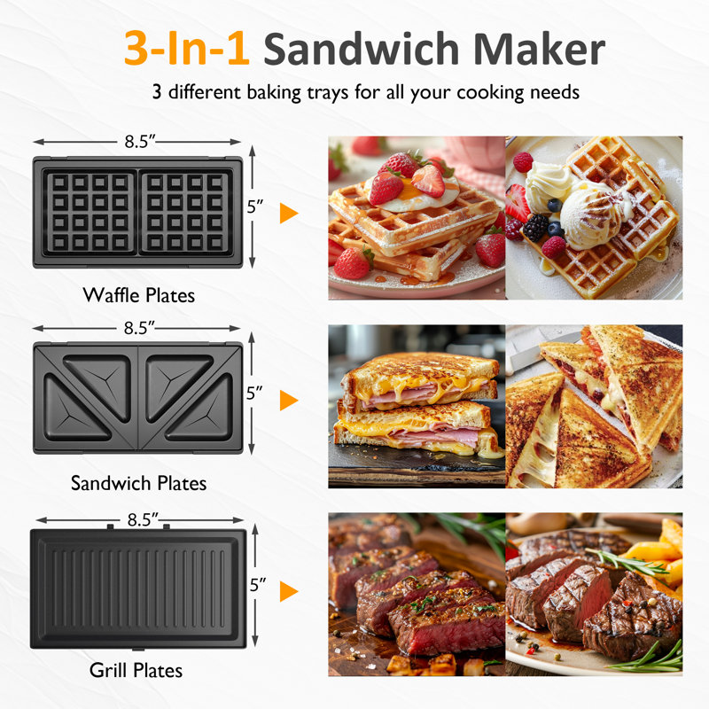 1000W 3 In 1 Sandwich Maker, Blue