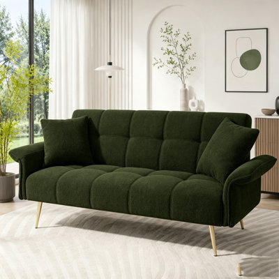 70.1-inch Convertible Futon Sofa Bed with Teddy Velvet