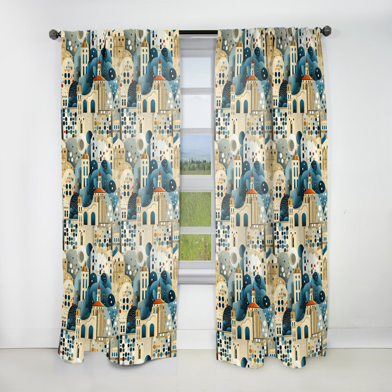 Motif à pois architectural I Splendor P - Rideau abstrait - Velours obscurcissant - 1 panneau, 52" W x 108" L