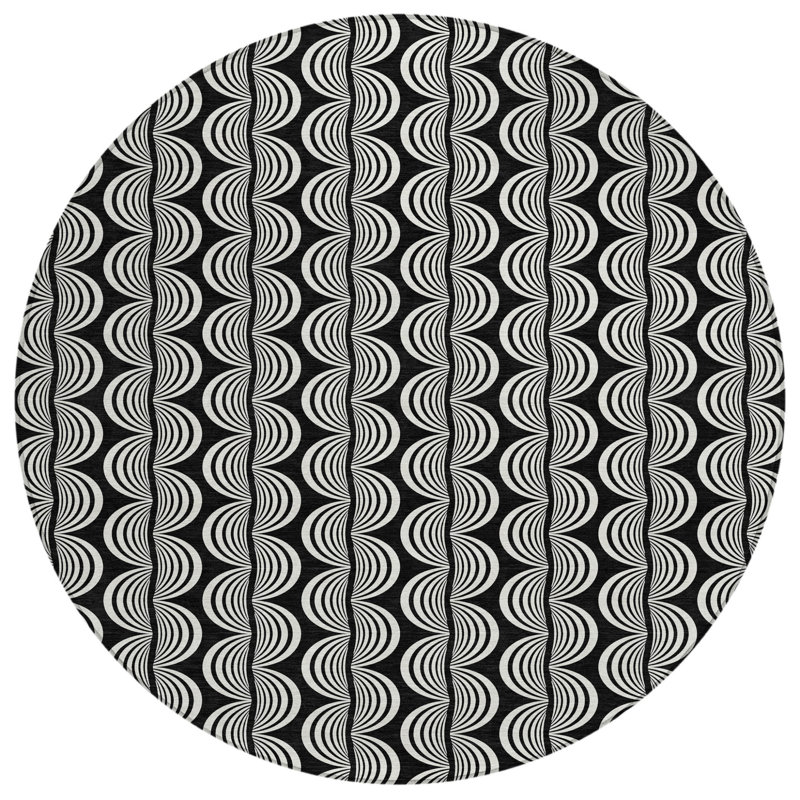 Tapis rond noir 8 po Ogee