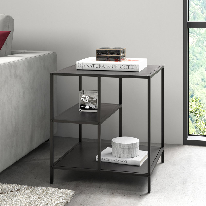 Winthrop Side Table with Storage, Blackened Bronze