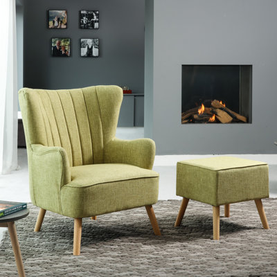 Clarissa Upholstered Accent Chair with Footstool