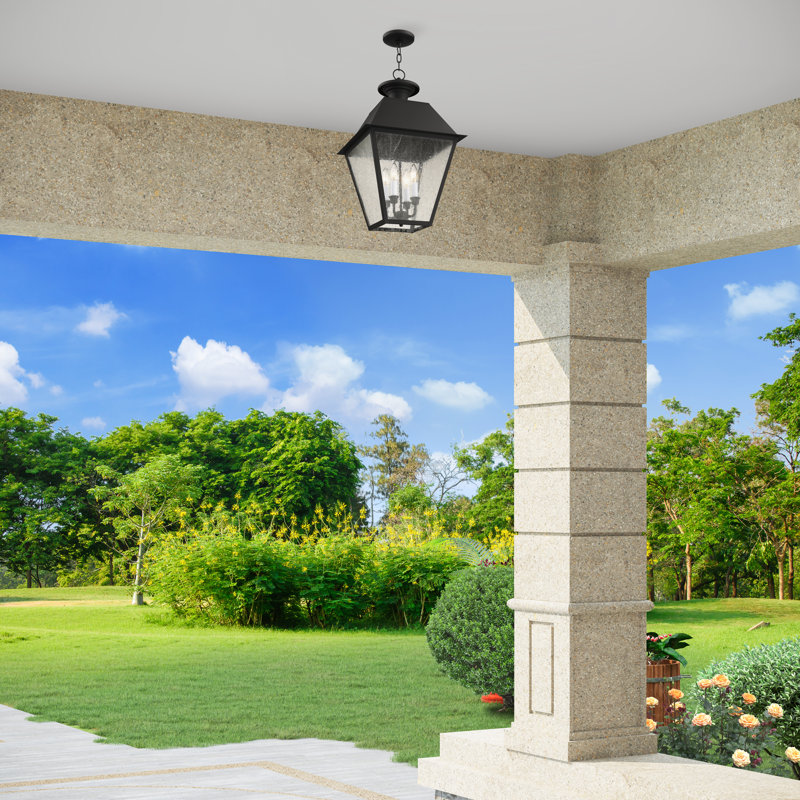 Lanterne suspendue d'extérieur Arnetria à 4 lumières H 24,5 po, Noir