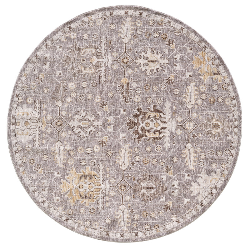 Tapis performance tissé à la machine Mira Allure - Taupe - Rond 7 pi 10 po, Rond 7 pi 10 po