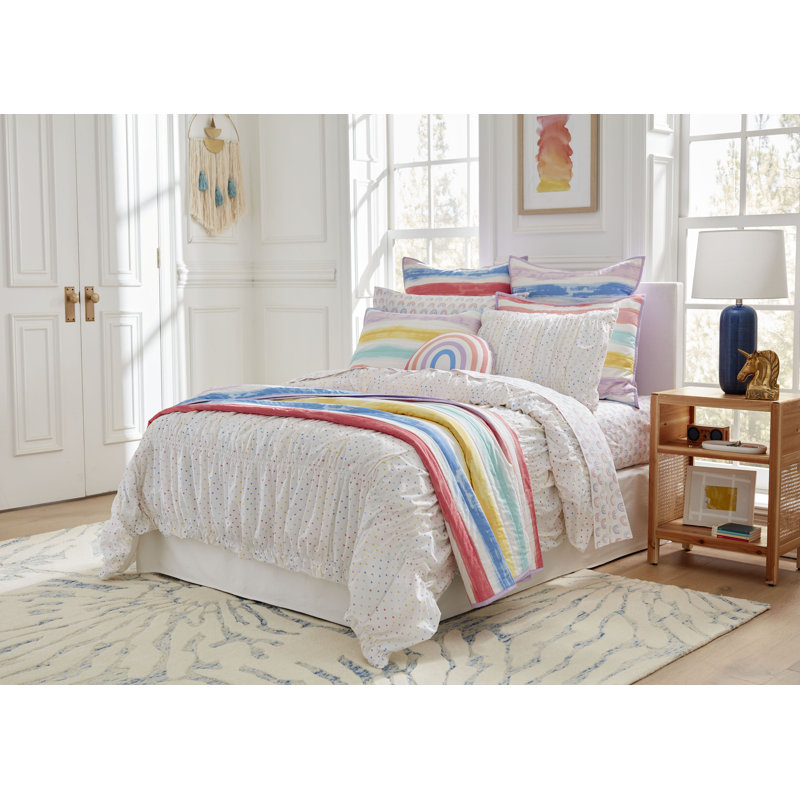 Tiny Hearts Ruffled Cotton Twin/Twin XL Duvet Set