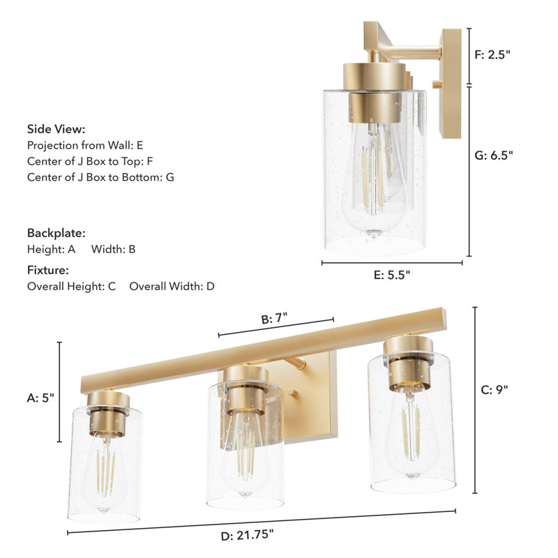 Hartland 3 - Light Dimmable Vanity Light, Alturas Gold