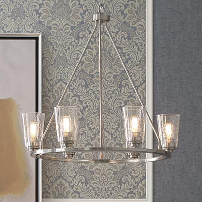 Miesha 6 - Light Farmhouse Chandelier, Brushed Nickel