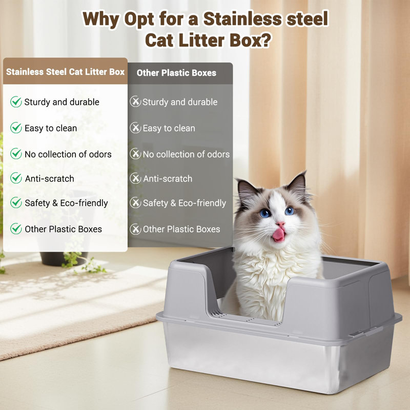 Litter Box, 60 x 40 x 36.5cm, Grey