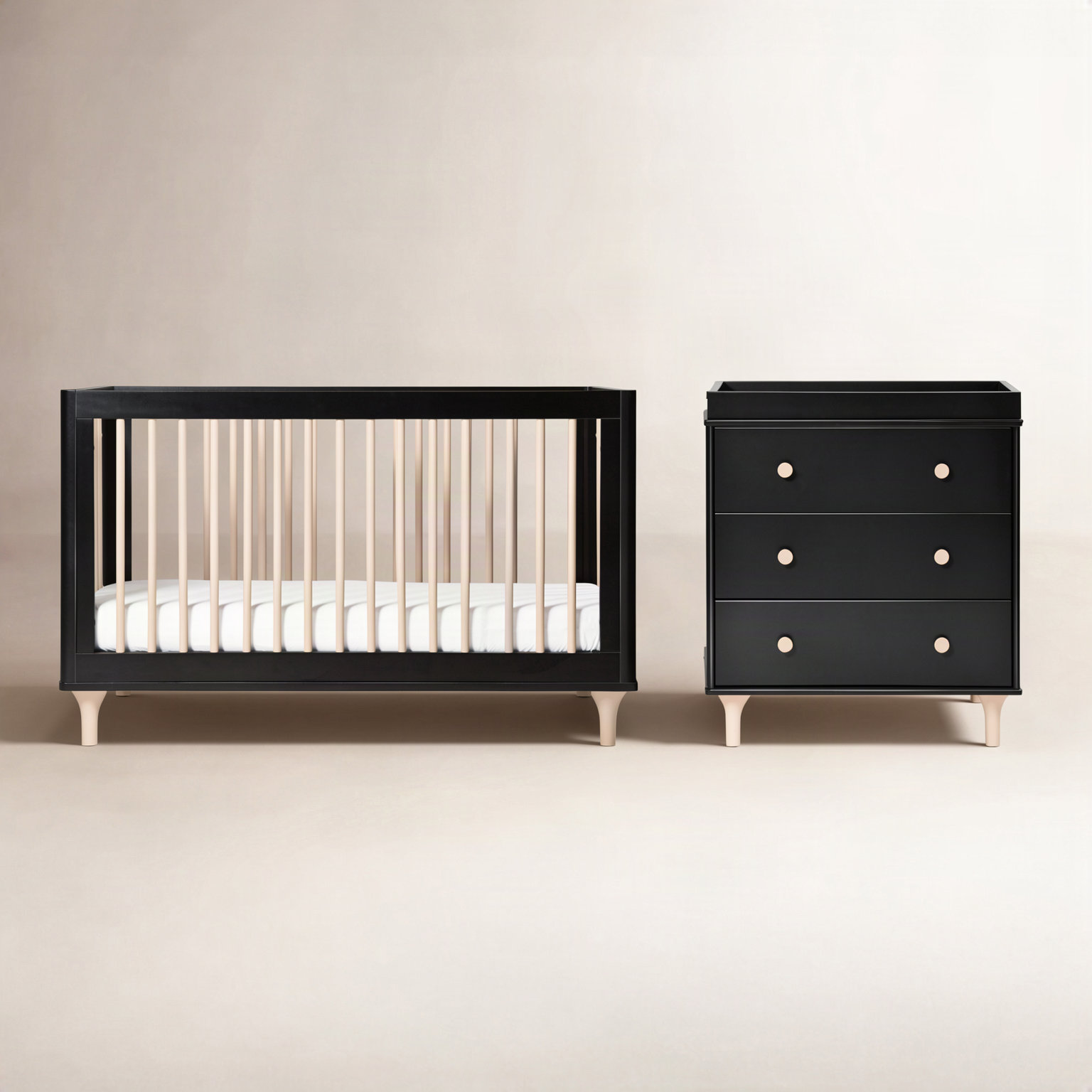 Lolly 2-Piece Nursery Furniture Set, Black/Washed Natural