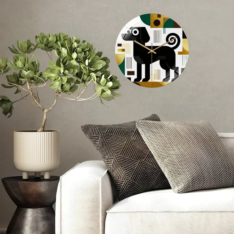 Horloge murale 12 po ronde en verre trempé avec mouvement à quartz silencieux, Vert forêt