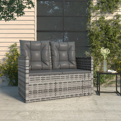 Patio Bench with Cushions 41.3" Poly Rattan by Latitude Run