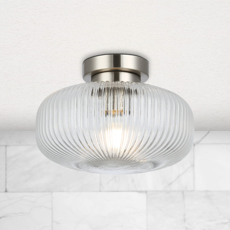 Ajaya Semi Flush Mount, Satin Chrome