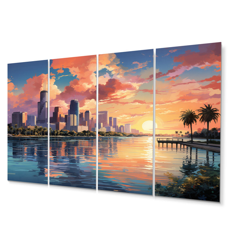 Ensemble de 4 décorations murales Sunshines State Miami