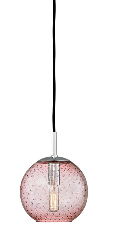 Rousseau 1 Light Pendant, Polished Chrome, Blue, 7.75" H X 6" W X 6" D