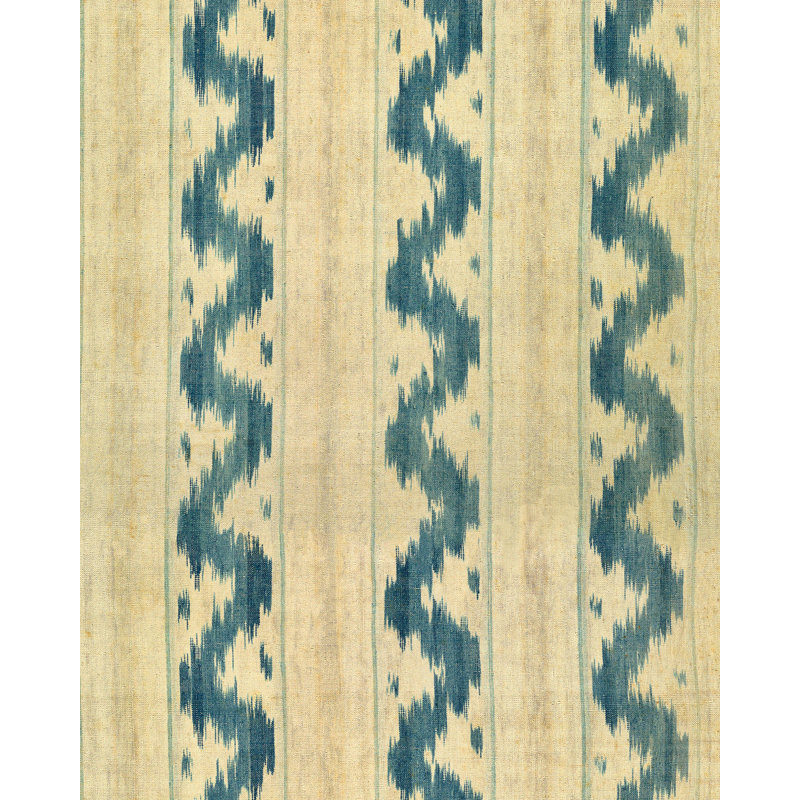 Woodstock Lifestyle Ikat Wallpaper Roll, Beige/Indigo