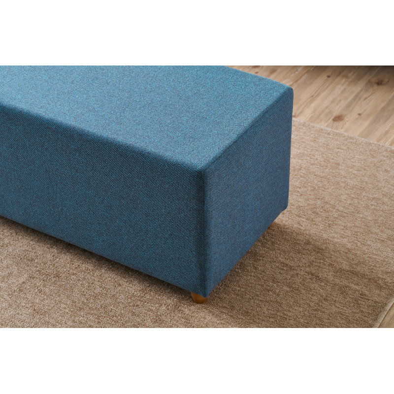 Stylish Blue Pouffe, 31.5 x 15.7 x 15.7 inches | Wooden Frame with 50% Cotton & 50% Polyester Fabric | 32 DNS Foam for Comfort, Easy Clean Fabric | Perfect for Living Room, Bedroom, and Modern Decor