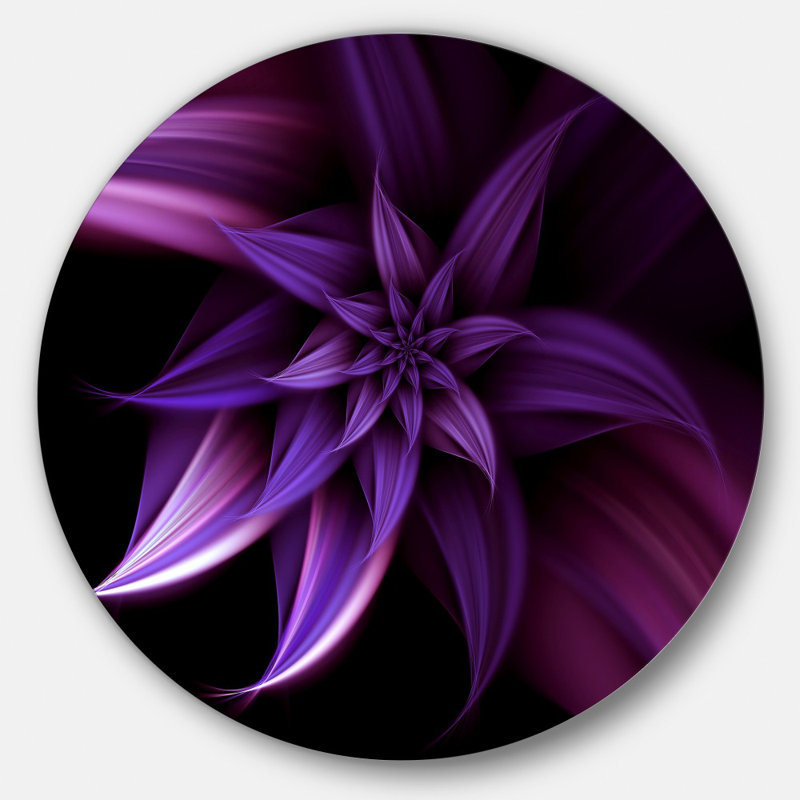 «Fractal Flower Mauve», impression, H 38 po x l 38 po x P 1 po, Métal rond