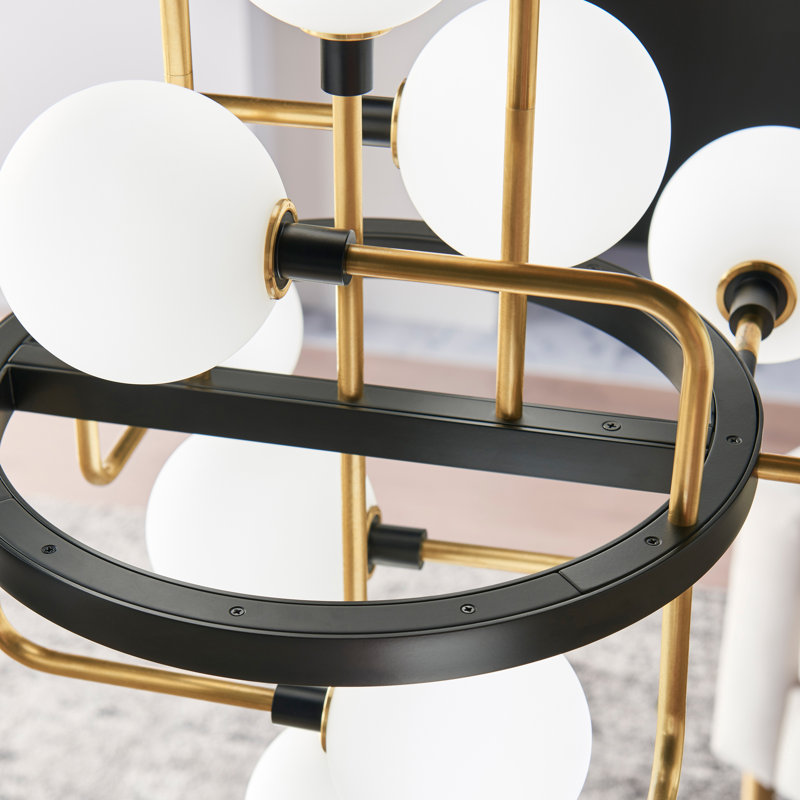 Viaggio 12 - Light Chandelier, Brass, Opal, Yes