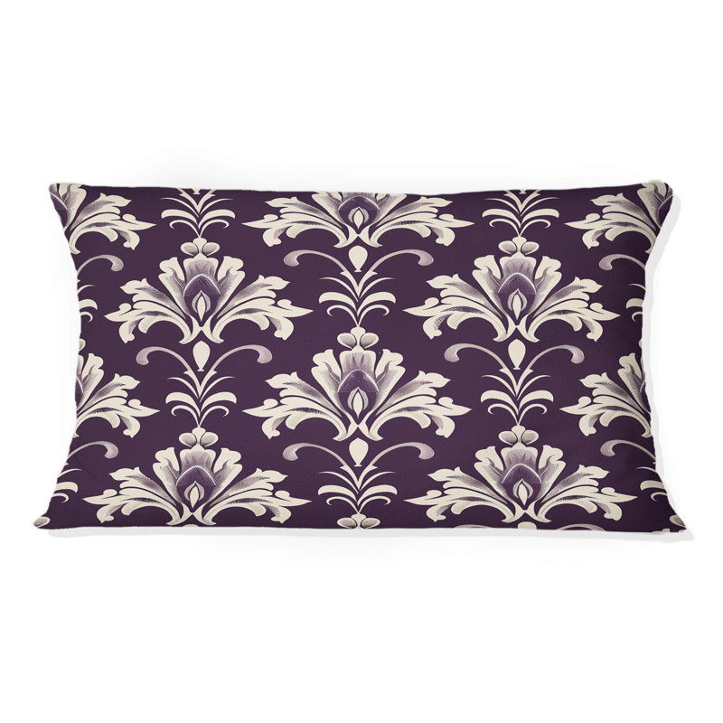 Coussin lombaire mauve beige damassé Elegance II