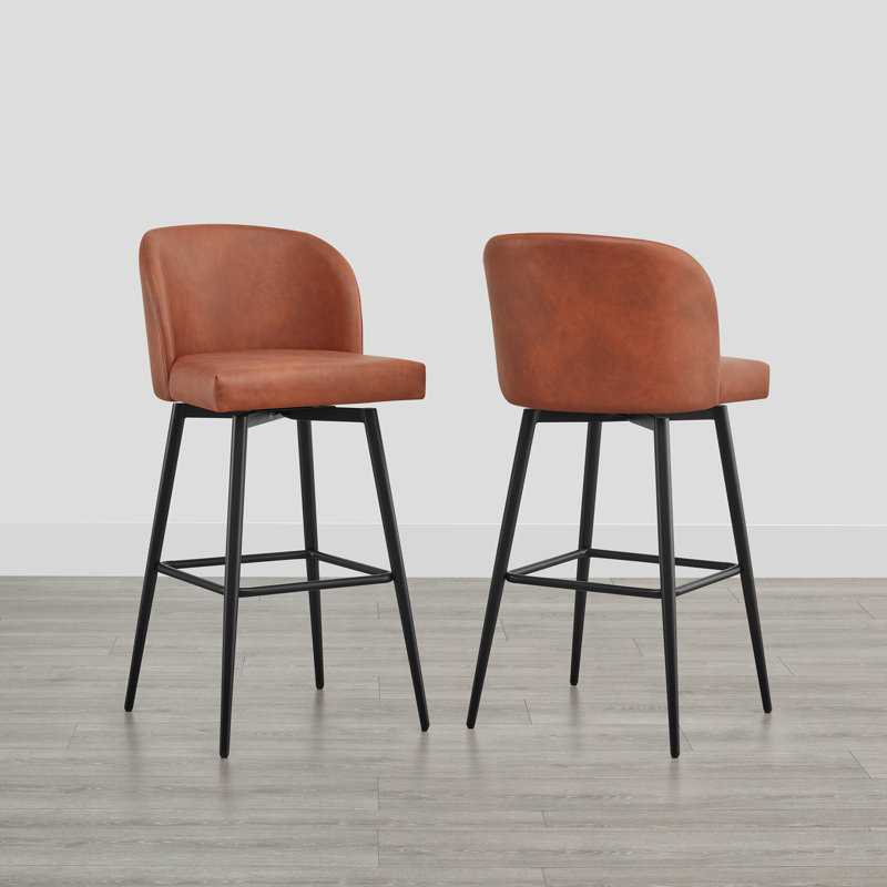 Tabouret de bar et de bar Benedit, Tabouret de bar (siège d'une hauteur de 30 po), Similicuir orange