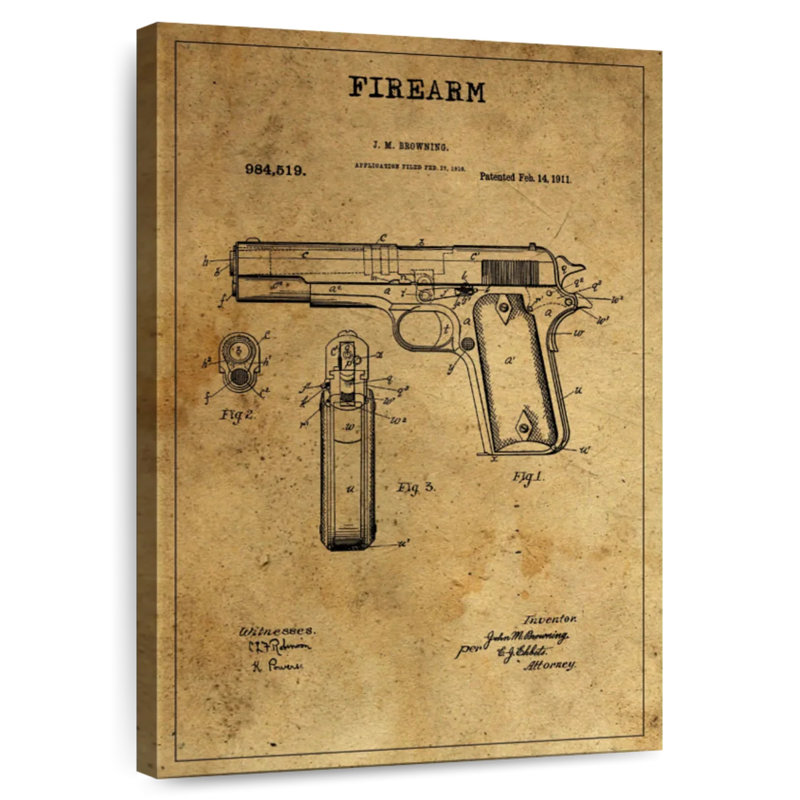 Firearm Patent, 39" H x 26" W