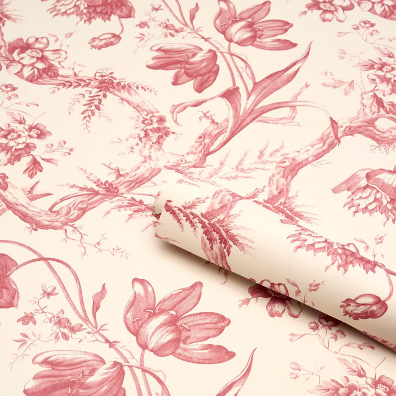 Toile De Fleurs Wallpaper, Rouge