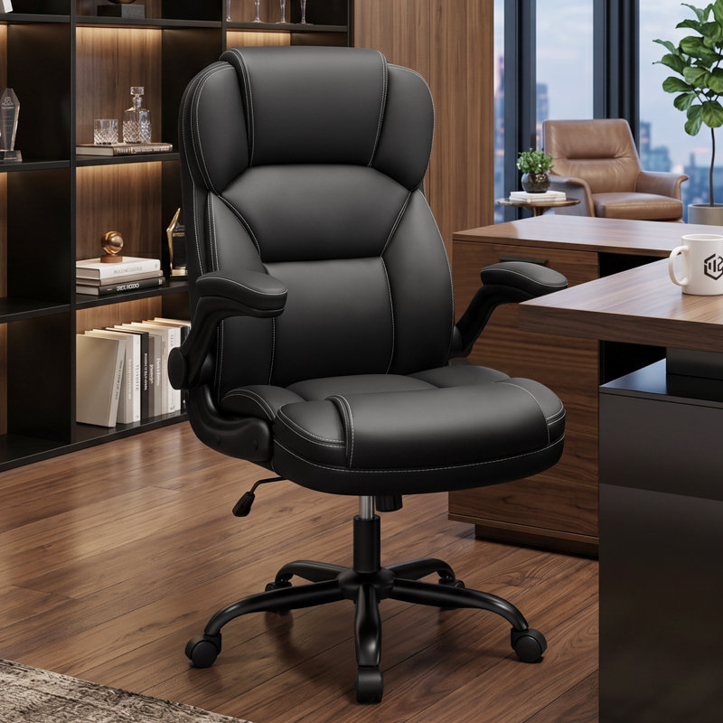 Fauteuil de direction ergonomique avec accoudoirs rabattables, Noir, noir, noir, noir