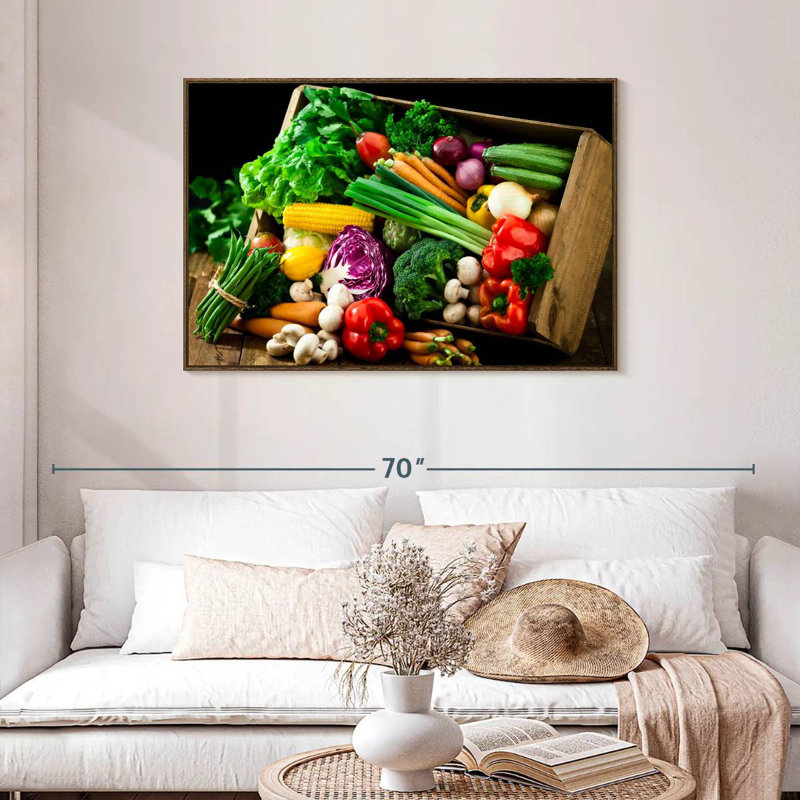 Crate Of Vegetables, Floating Frame Walnut, 43" X 29"