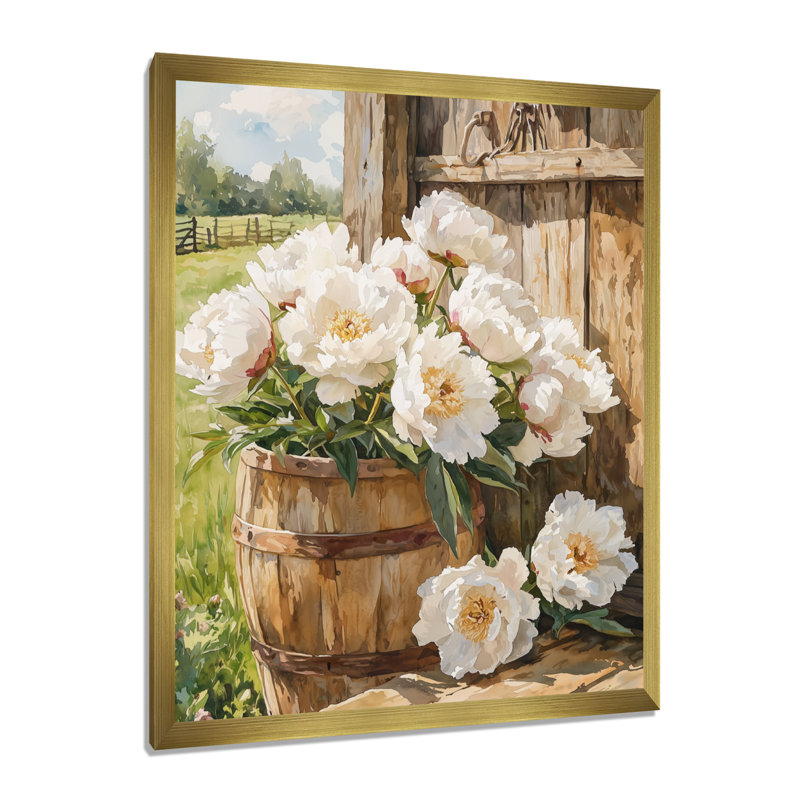 Bartlette - Floral Wall Art, H 40 po x l 30 po, Reproduction encadrée d'une seule photo, Doré