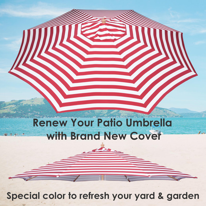 Parasol de remplacement pour terrasse 13 pi, Rouge / blanc
