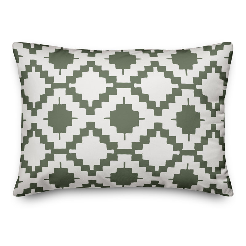 Housse de coussin lombaire à imprimé tribal, Vert