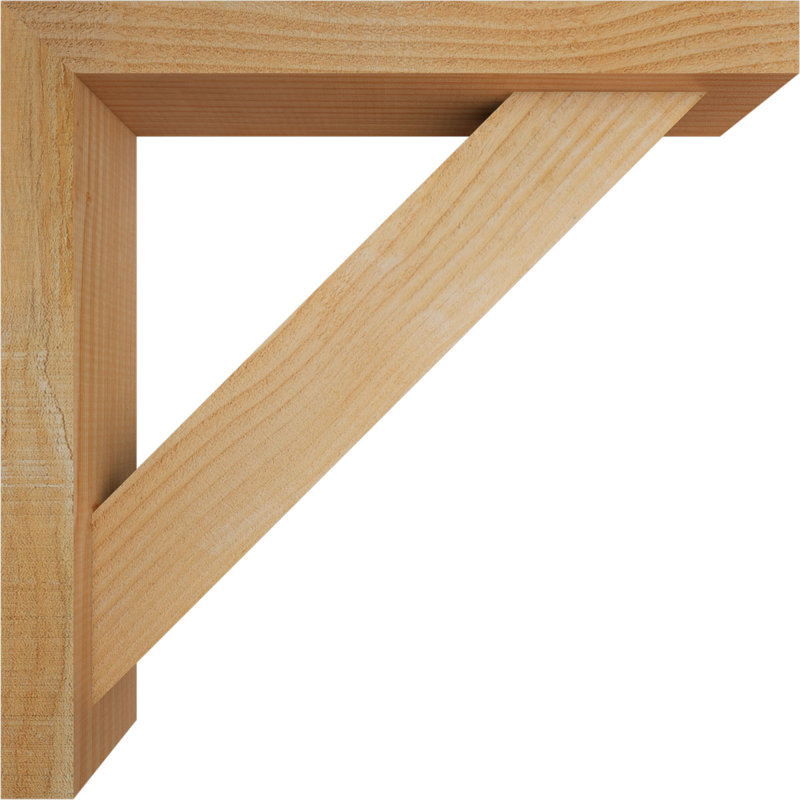 Traditional Block Bracket w/ Offset Brace, 22 x 22, 4"W Douglas Fir (Rough Sawn)