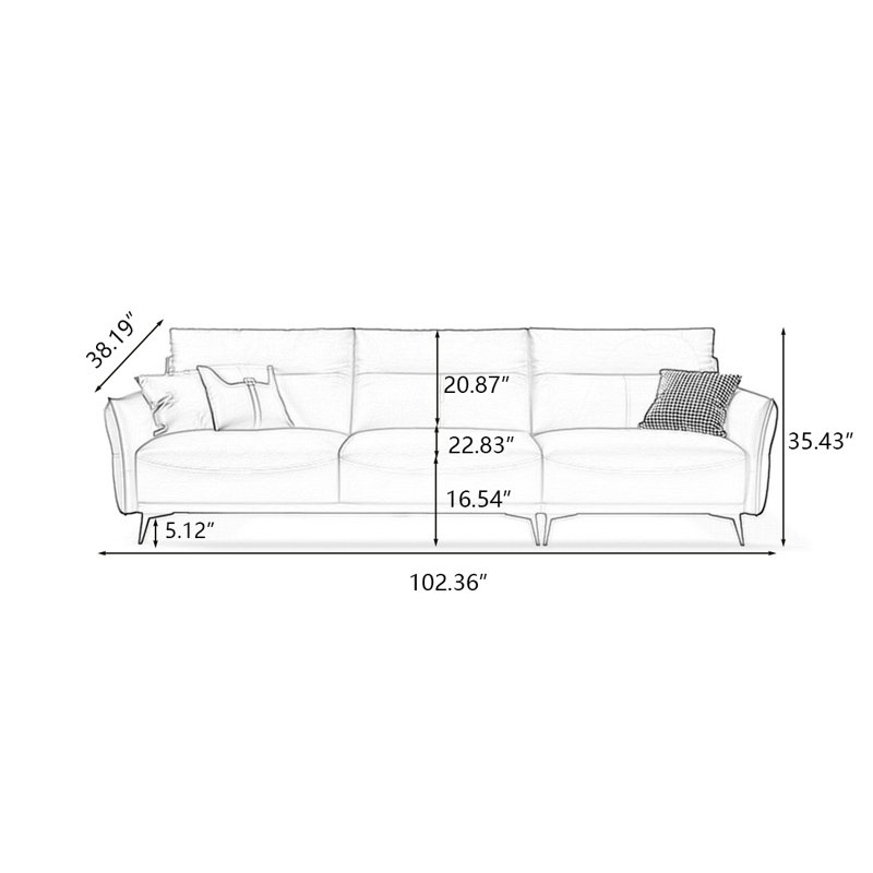 Canapé modulaire noir en cuir véritable, 35.43" H x 102.36" W x 38.19" D