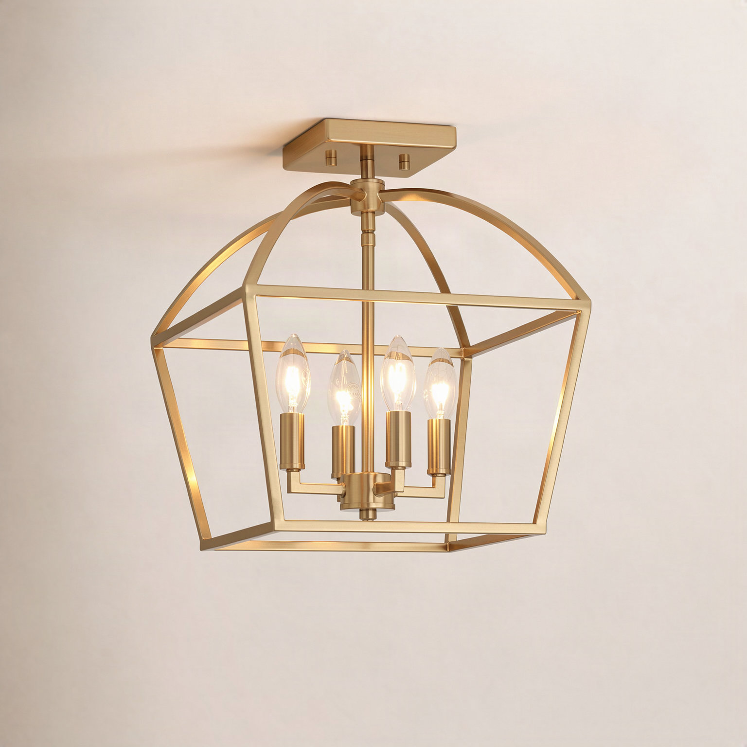Alfreda 13" 4-Light Semi Flush Mount, Brass
