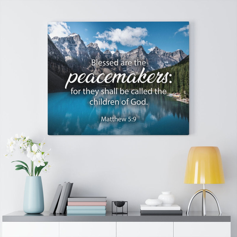 Peacemakers Matthew 5: 9 Christian Home Decor Scripture Art, H 12 po x l 16 po