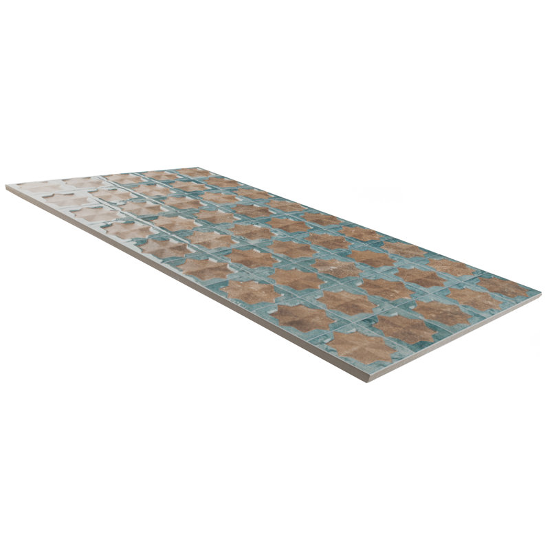 Tetuan Astre 12.13 in. x 21.88 in. Glazed Porcelain Tile, Brown/Blue