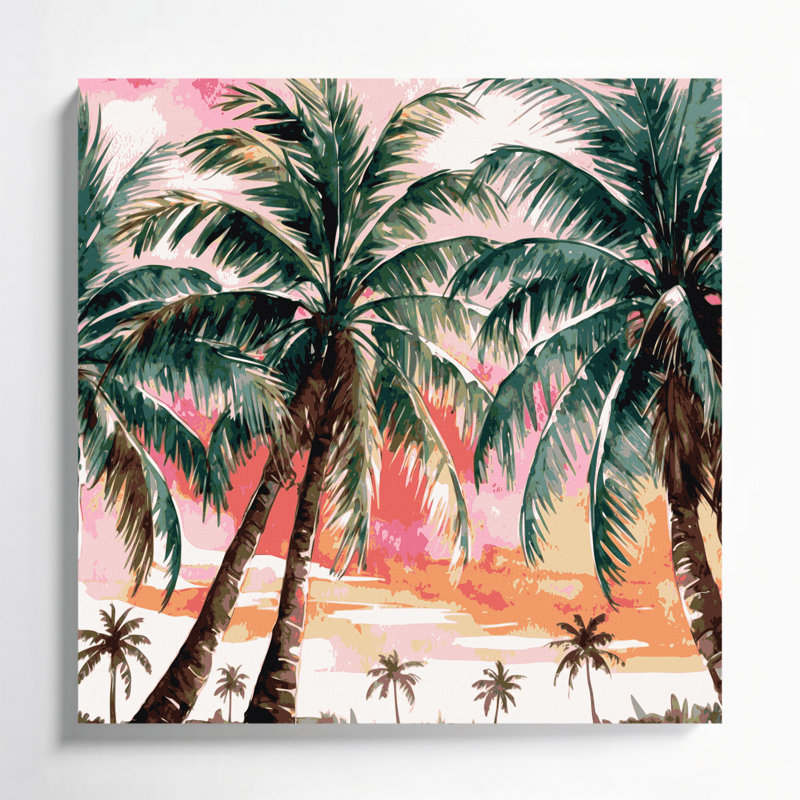 Art mural sur toile hawaïenne cocotier brun, H 16 po x l 16 po