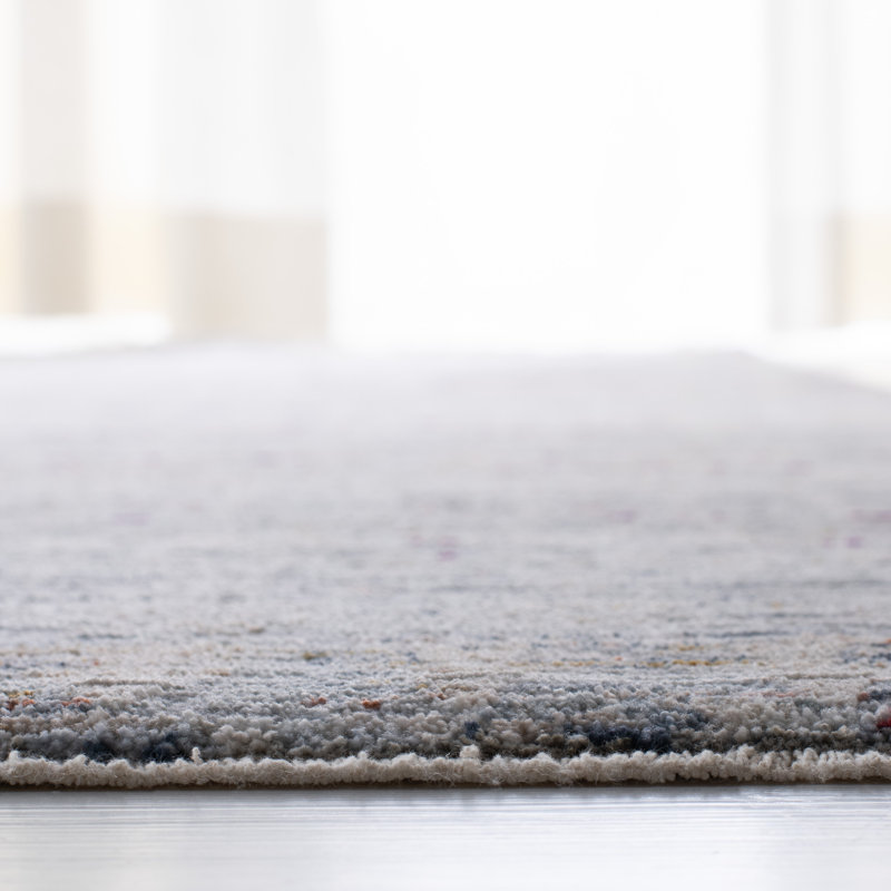 Russell 96''x26'' Silver and Blue Synthetic Area Rug