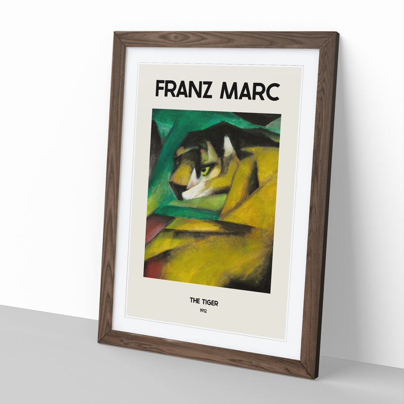 The Tiger by Franz Marc - Picture Frame Painting, 36cm H x 27cm W x 2cm D, Walnut Framed