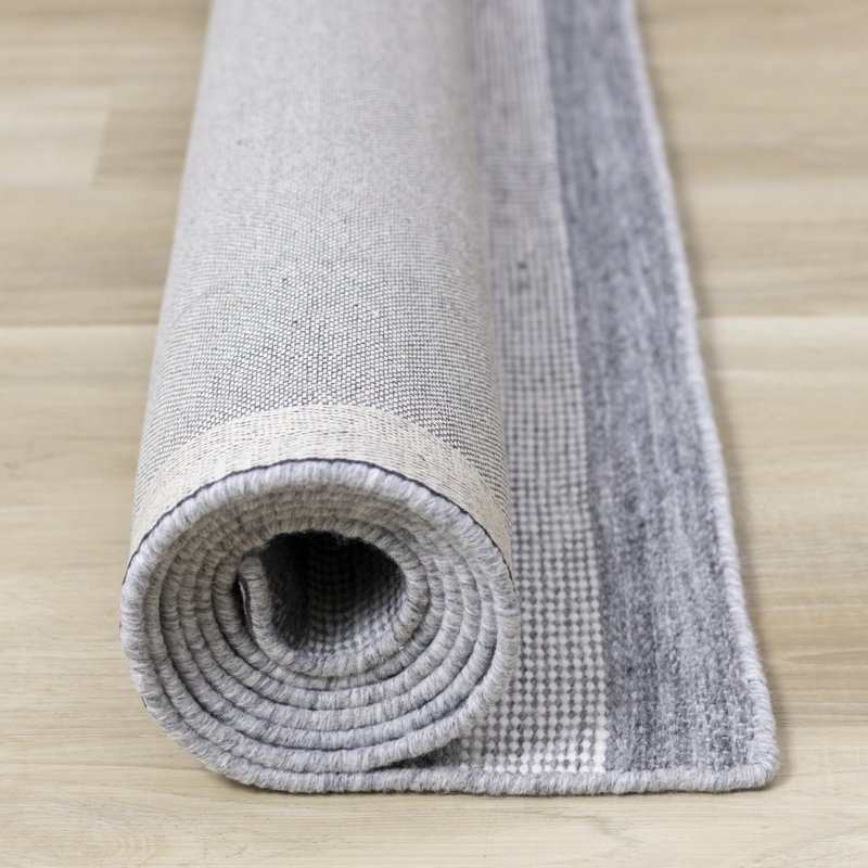 Methuen Gray Stripes Recycled P.E.T. Living Room Carpet, Rectangle 5'3" x 7'7"