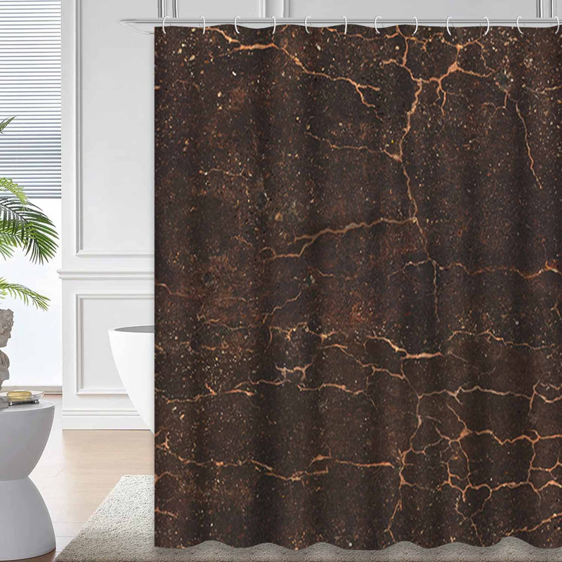 Rideau de douche beige à motif abstrait en marbre beige avec 12 crochets, L 72 po x l 78 po