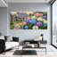 Ensemble de 3 tableaux muraux sur toile représentant une maison de jardin d'hortensias-1343494138