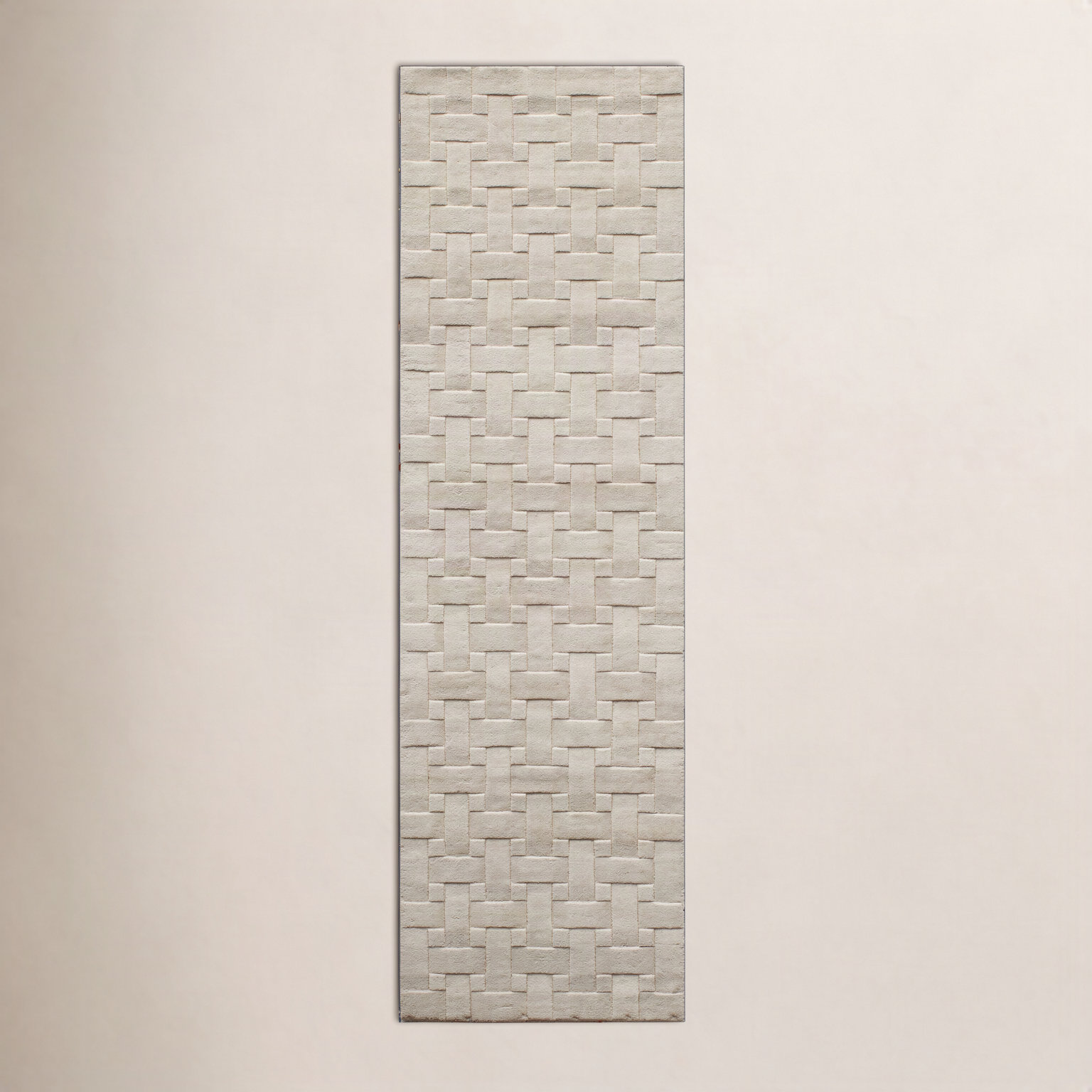 Carissa Ivory Hand-Tufted Geometric Wool Rug, Runner 2'3" x 8'