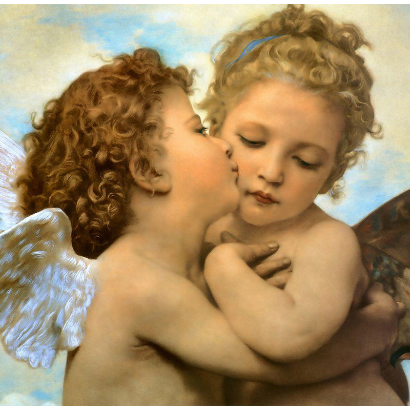 Astoria Grand Vintage Apple Collection Gallery Wrapped Canvas Art Titled: Bouguereau, Angels and cupids, 28" H x 28" W