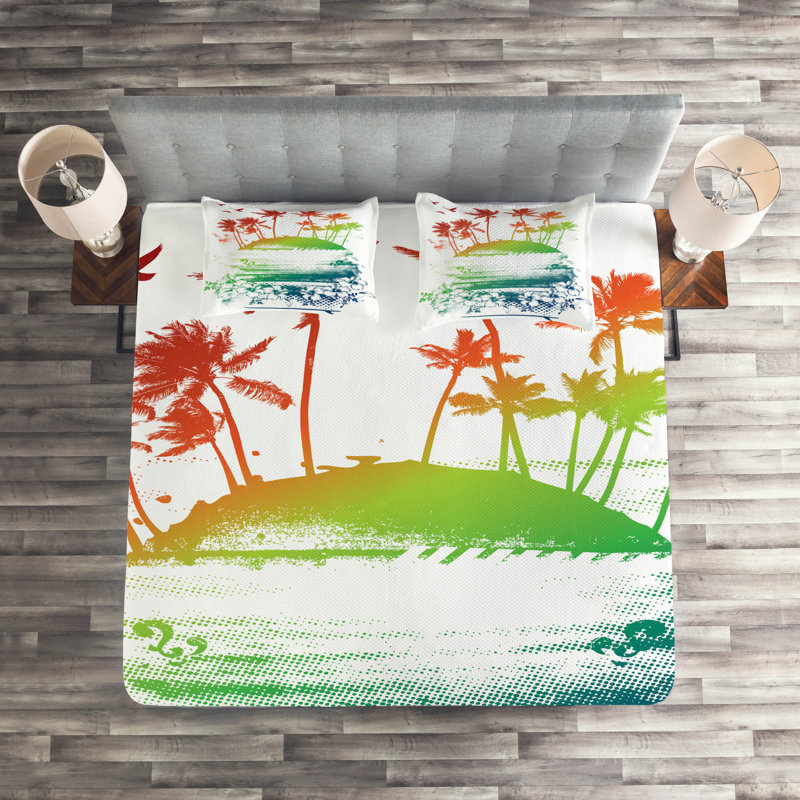Island Coastal Polyester Coverlet, King Bedspread + 2 Shams
