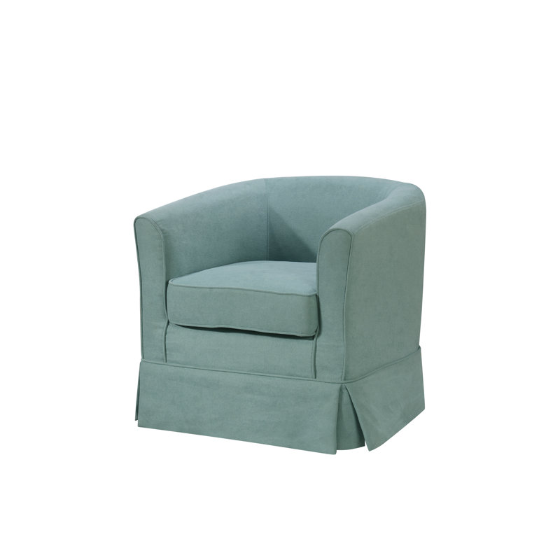Ailen Swivel Barrel Chair, Blue Fabric